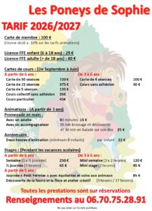 TARIF 2026 2027